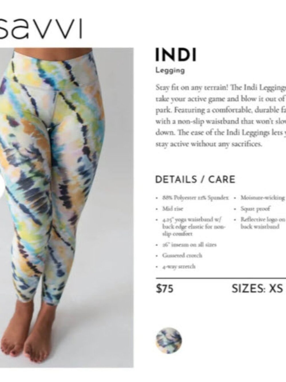 Savvi INDI Tie Dye Women’s Leggings Abstract Print Multicolor Medium - Picture 5 of 10